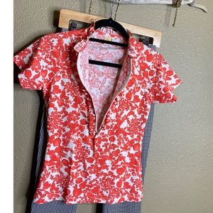 Tory Burch | Tops | Tory Burch Sp Rash Guard Surf Shirt Ruffled Zipper